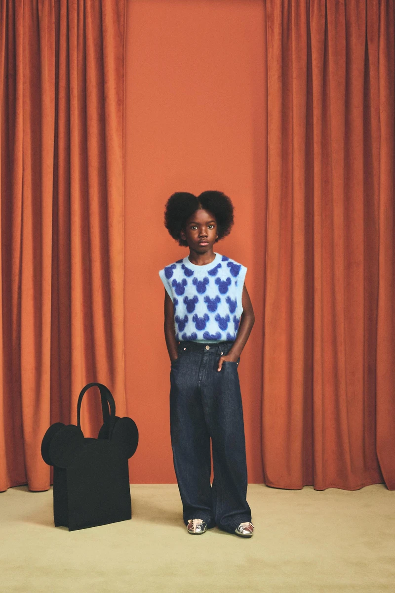 MICKEY SILHOUETTE PATCH WIDE-LEG JEANS HARRY LAMBERT FOR ZARA X DISNEY