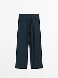 Loose-fitting linen blend trousers