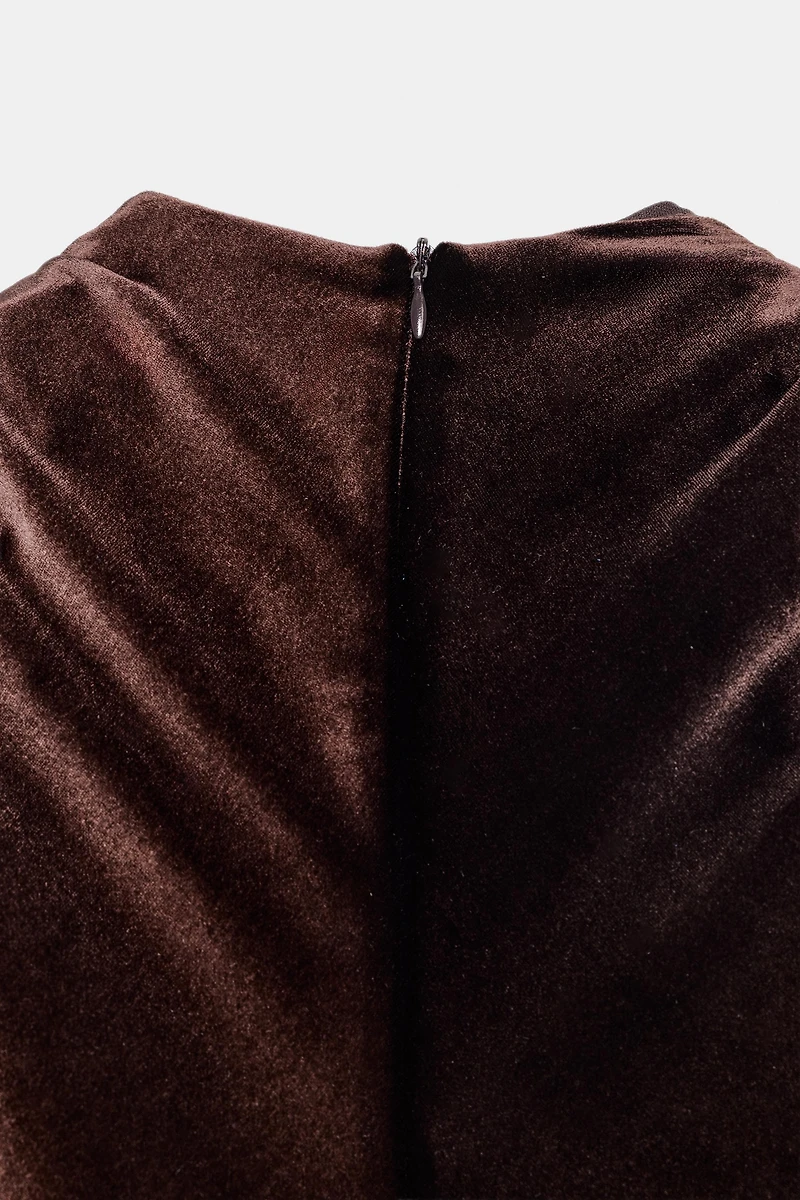 ROBE MI-LONGUE DRAPÉE EN VELOURS