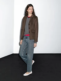 Wool blend blazer with tailored collar