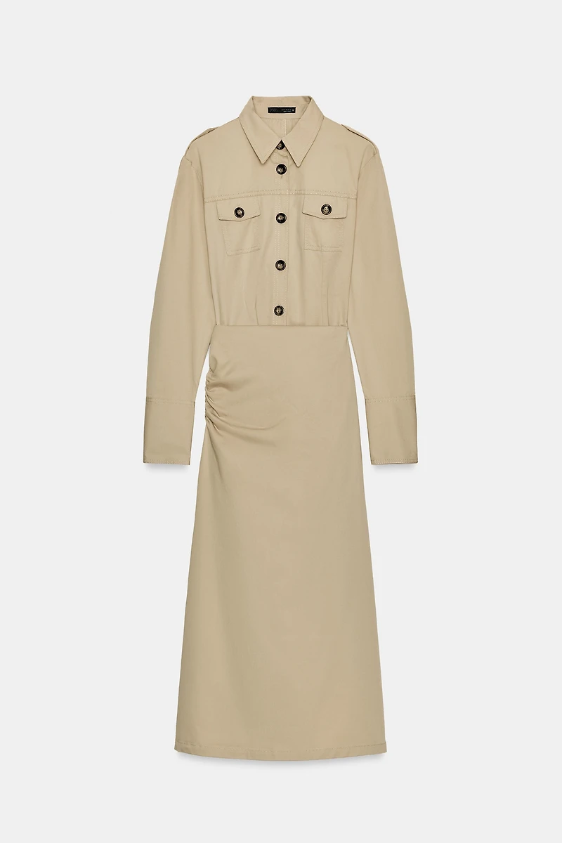 MIDI TWILL DRESS WITH LOOPS