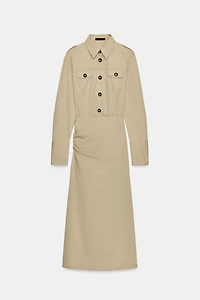 MIDI TWILL DRESS WITH LOOPS