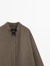 Manteau long ouvert en laine mélangée