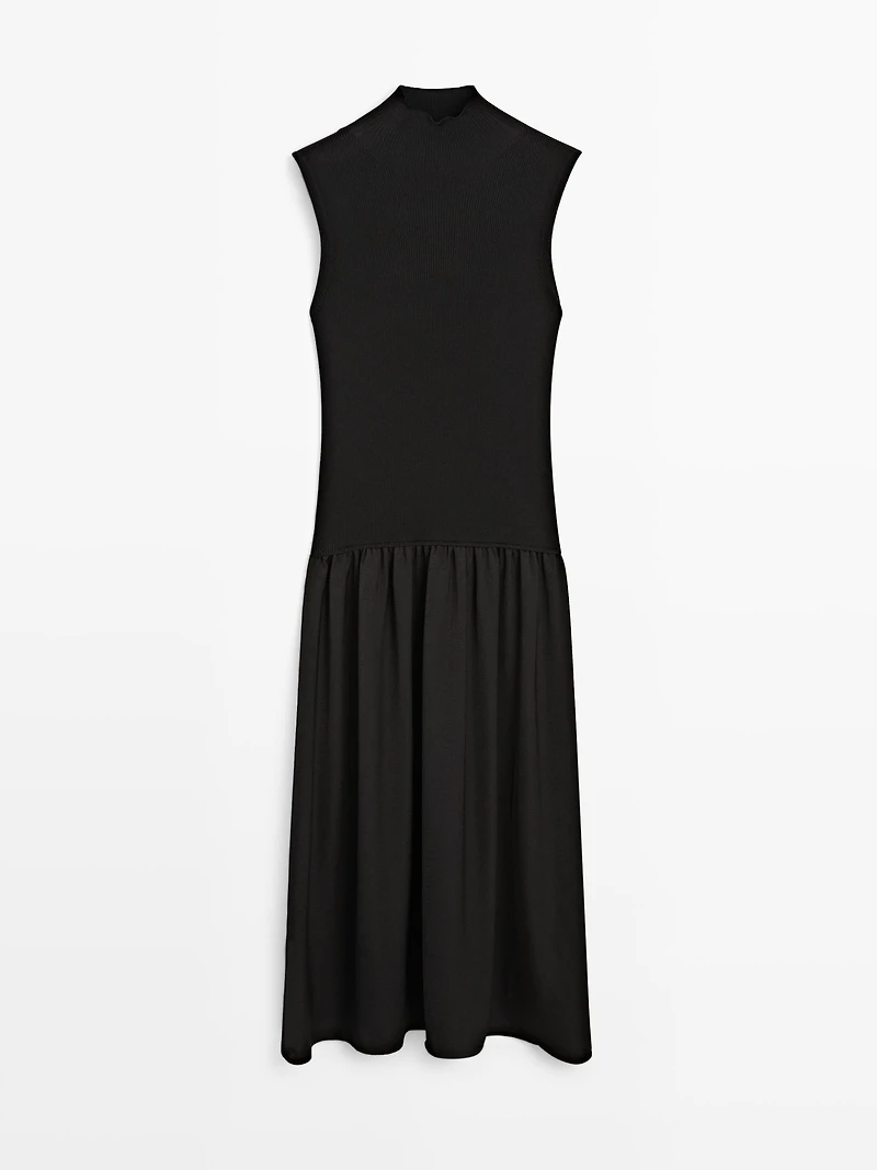 Knit midi dress with contrast detail