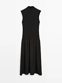 Knit midi dress with contrast detail