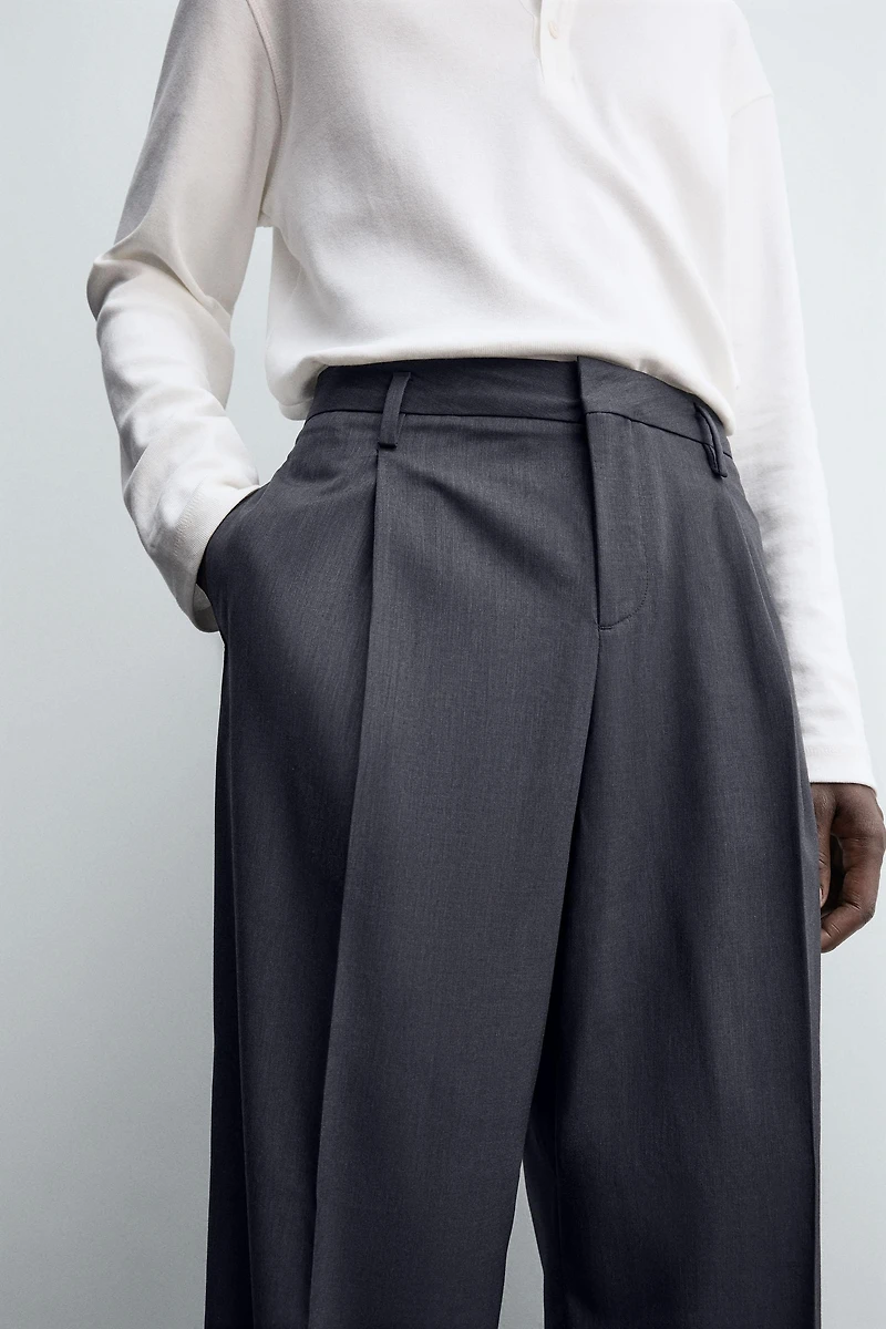 PLEATED SUIT PANTS