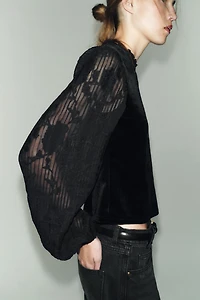 EMBROIDERED VELVET TOP