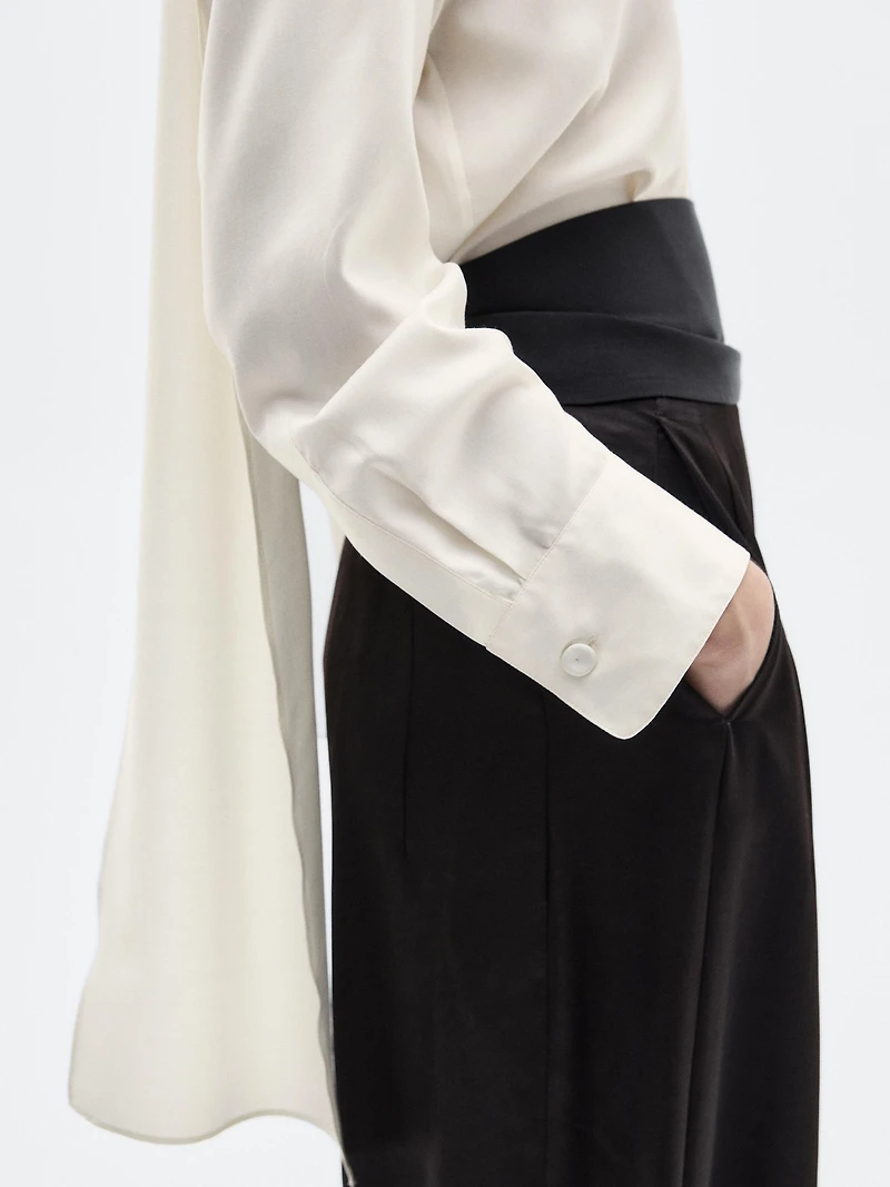 Silk blend blouse with tie detail - LIMITED