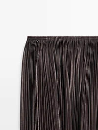 Long pleated nappa leather skirt - LIMITED