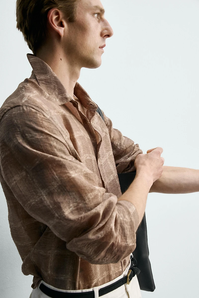 SEMI-SHEER PLAID SHIRT