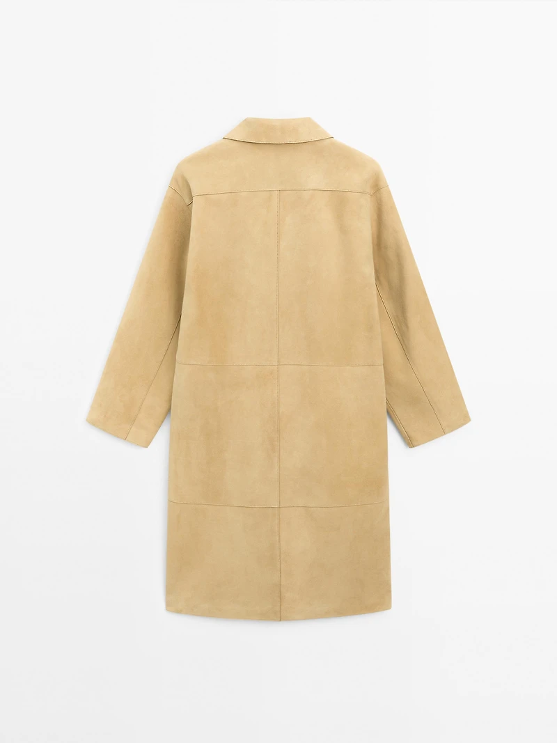 Long suede leather coat