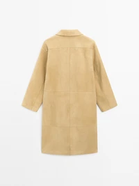 Long suede leather coat
