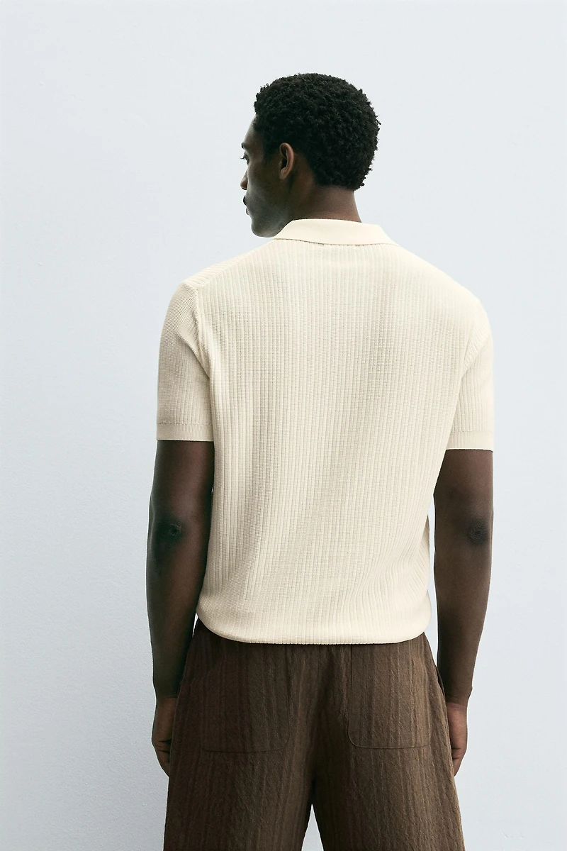 RIBBED KNIT POLO SHIRT