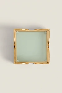 SET OF METAL AND GLASS COASTERS (SET OF 6)