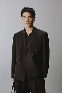 100% LINEN DOUBLE BREASTED SUIT JACKET