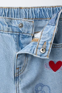 EMBROIDERED WIDE LEG JEANS