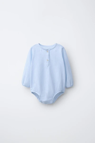 COTTON AND LINEN BLEND BODYSUIT