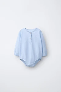 COTTON AND LINEN BLEND BODYSUIT