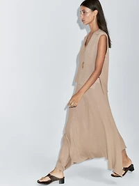 Asymmetric knit midi skirt