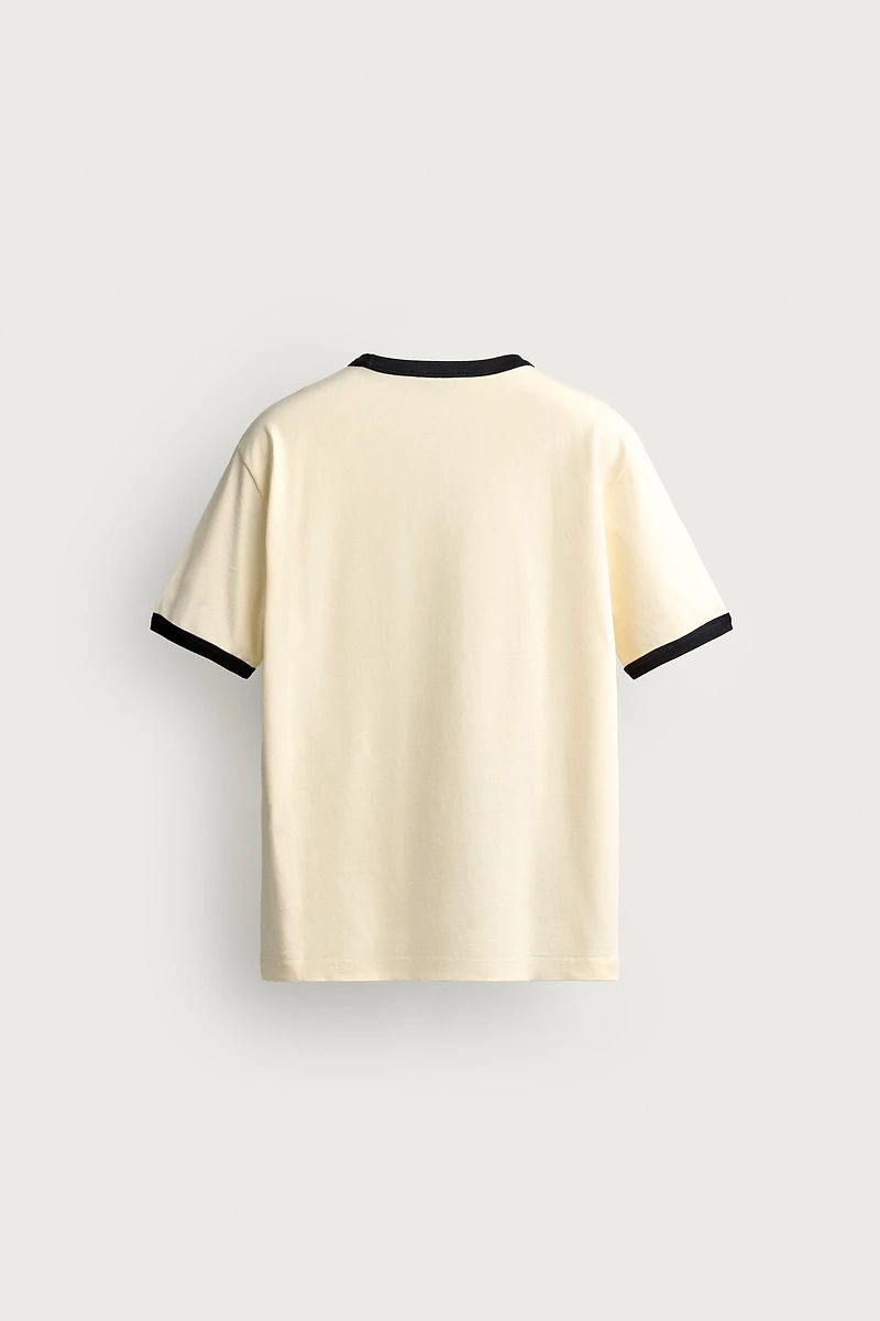 RINGER CONTRAST RIBBED GRAPHIC T-SHIRT