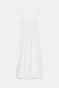 ROBE MIDI EN POPELINE À GODETS