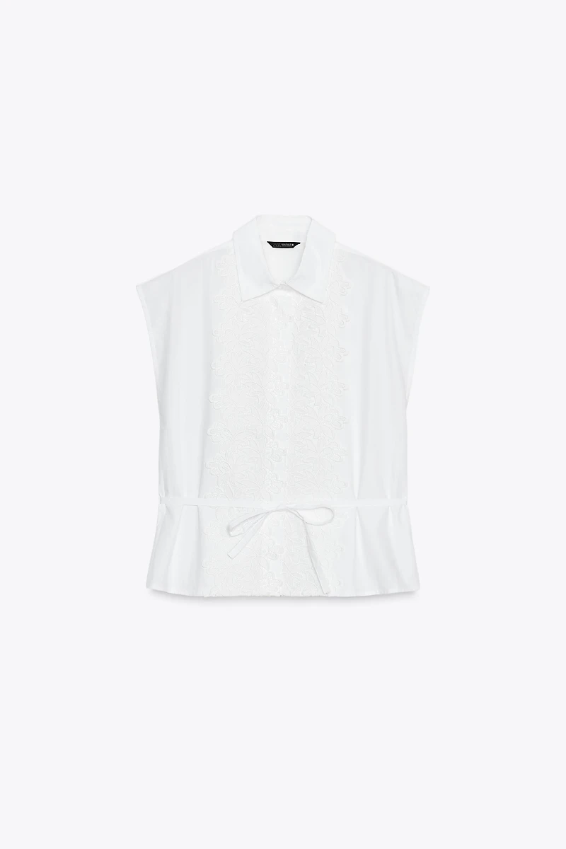 GUIPURE POPLIN SHIRT