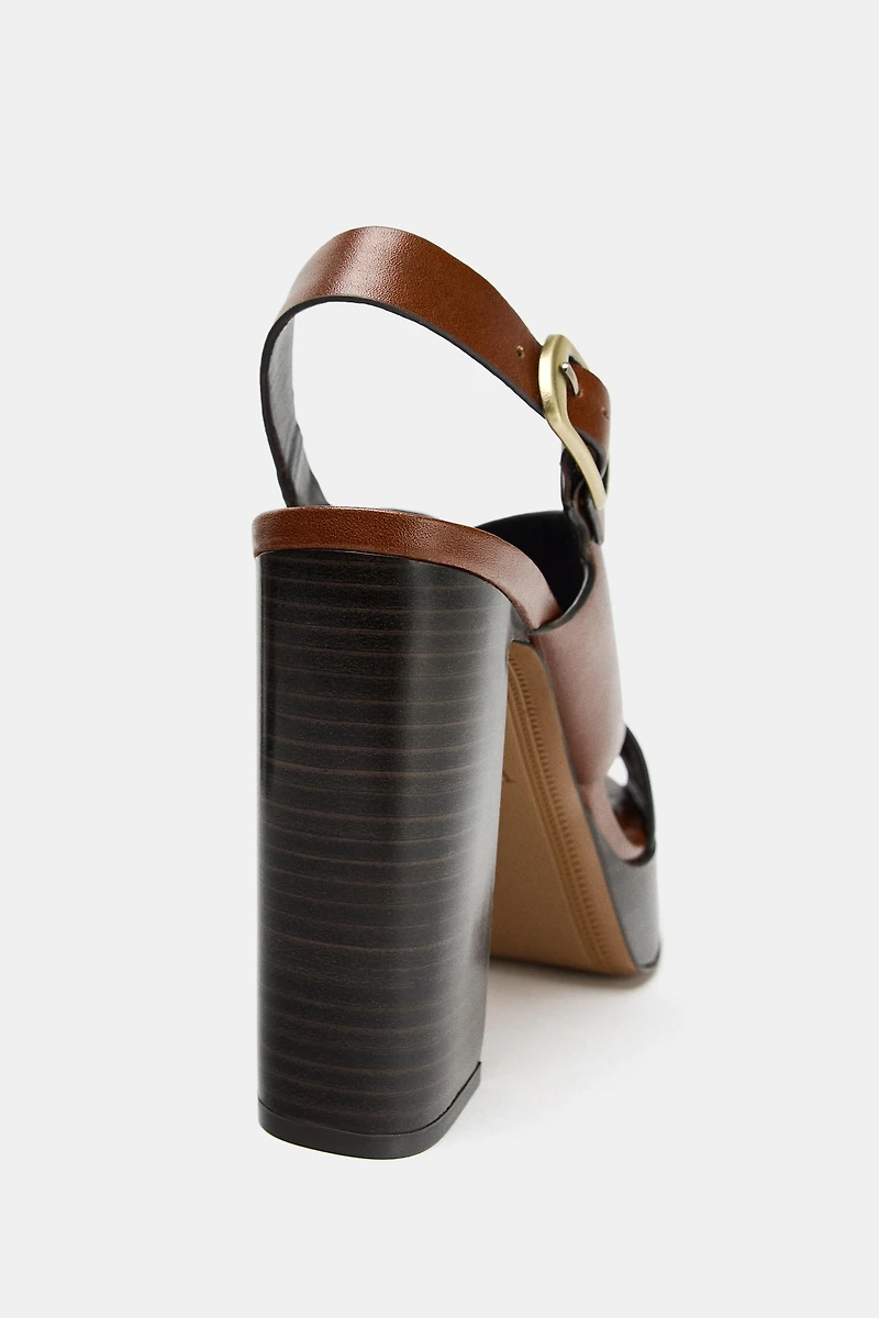 LEATHER HEELED SANDALS