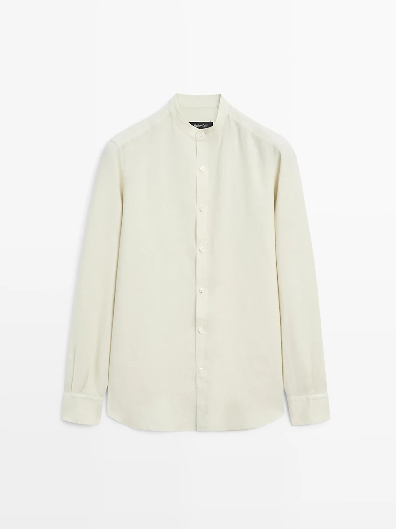 Slim fit stand collar shirt