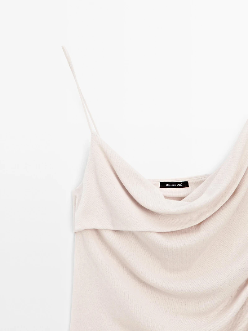 100% cotton top with asymmetric neckline