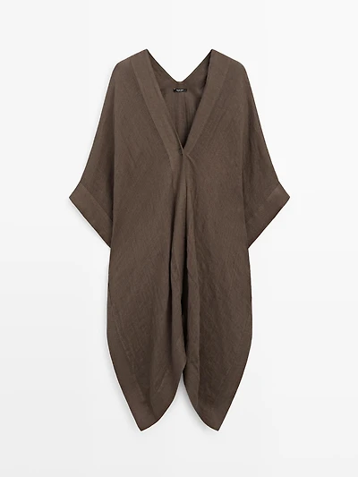 Flowing 100% linen oversize blouse with back detail