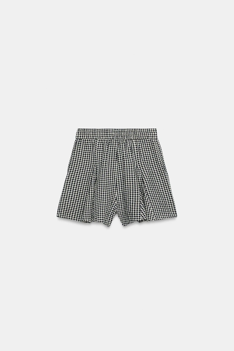 GINGHAM CHECK SKORT WITH RUFFLES