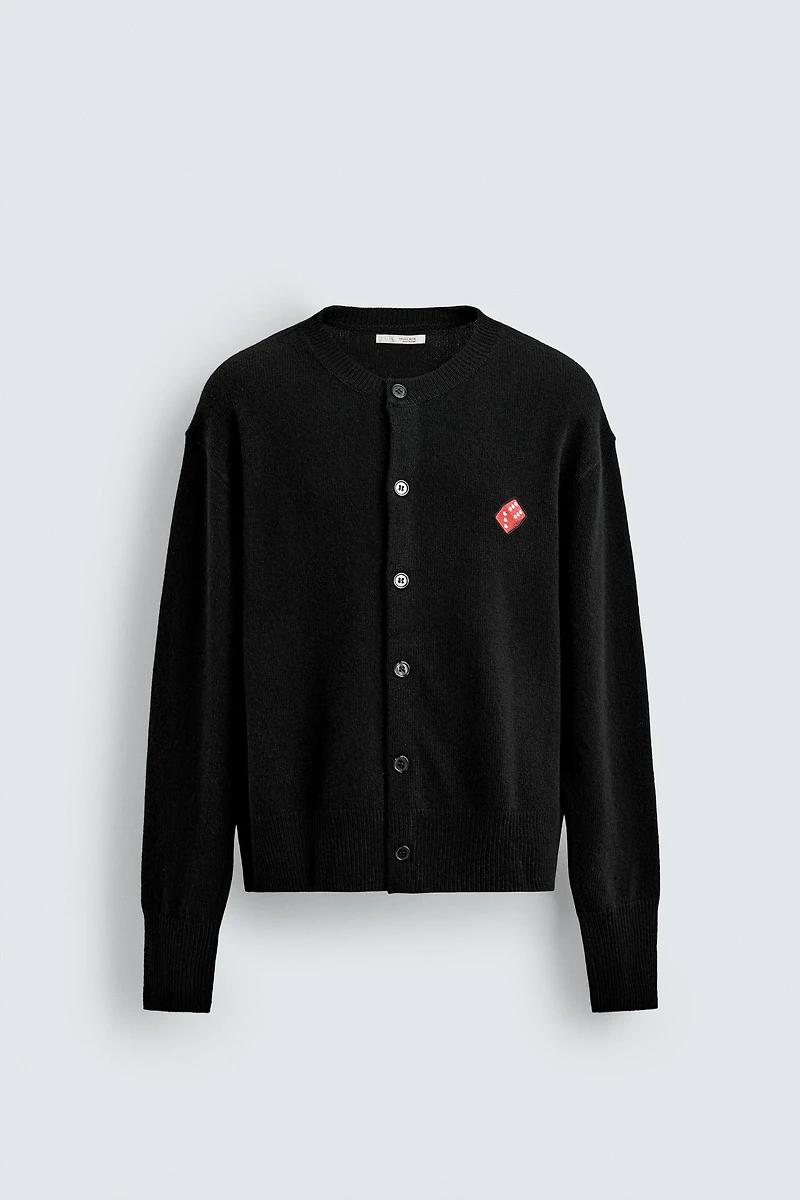 DICE HEARTS PATCH CARDIGAN