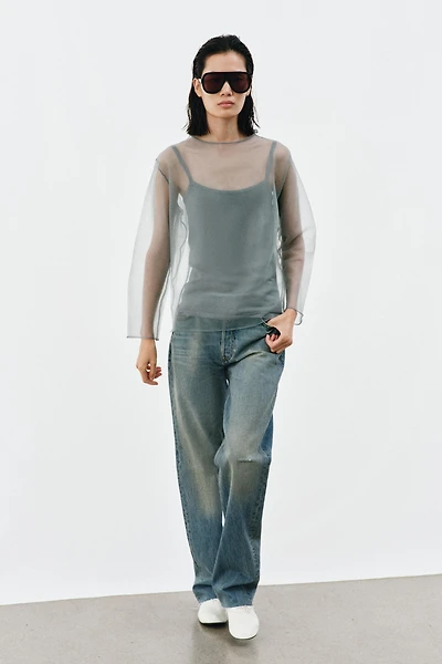 SEMI-SHEER KNIT TOP