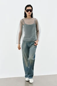 SEMI-SHEER KNIT TOP