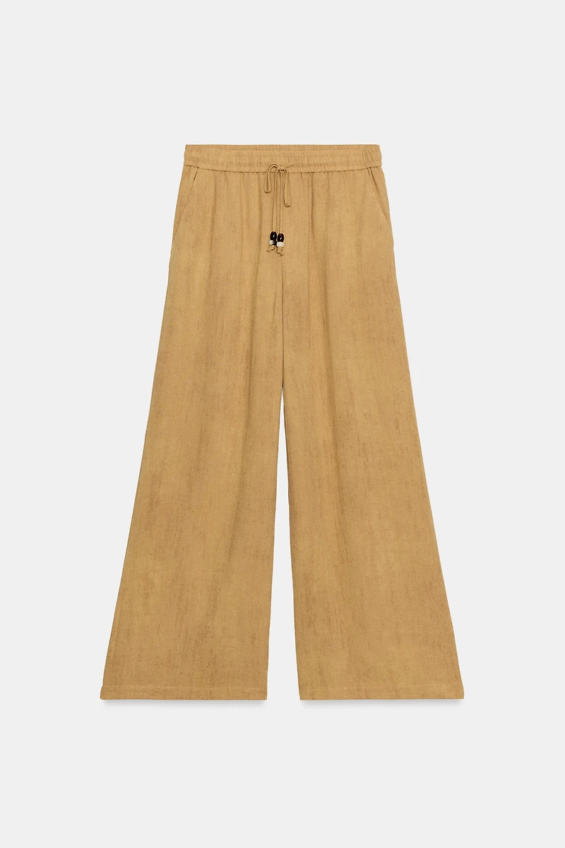 DRAWSTRING WIDE LEG PANTS