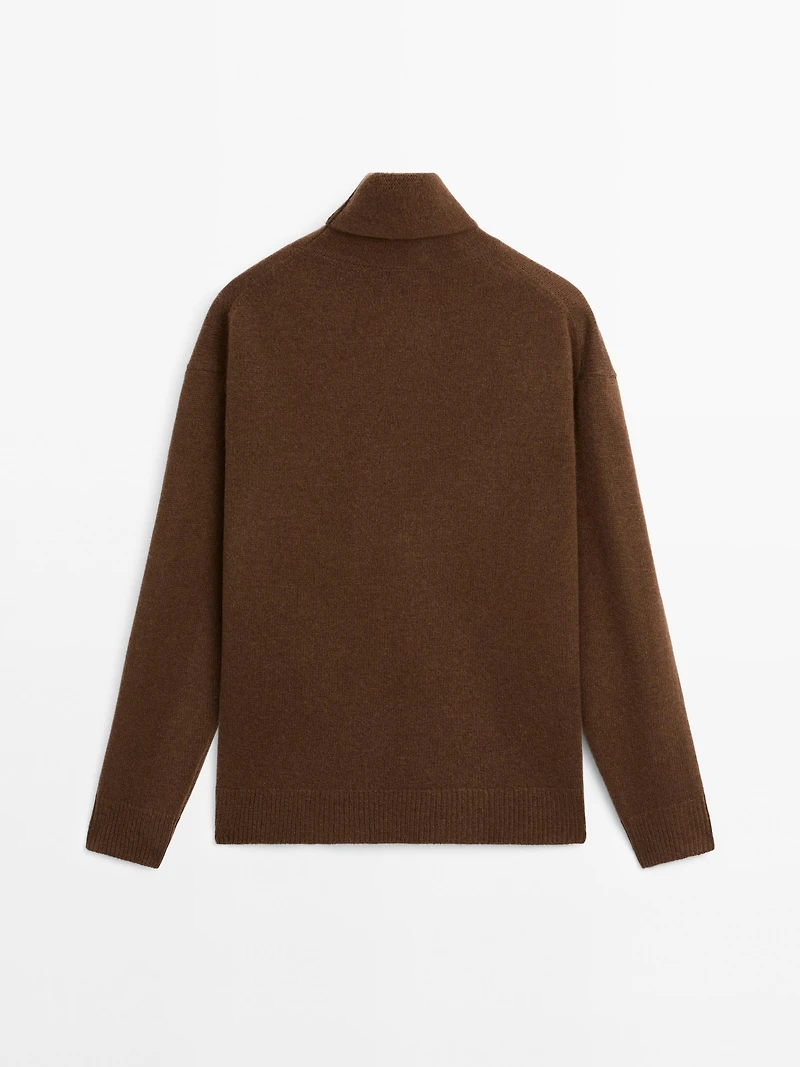 Wool blend knit turtleneck sweater