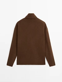 Wool blend knit turtleneck sweater