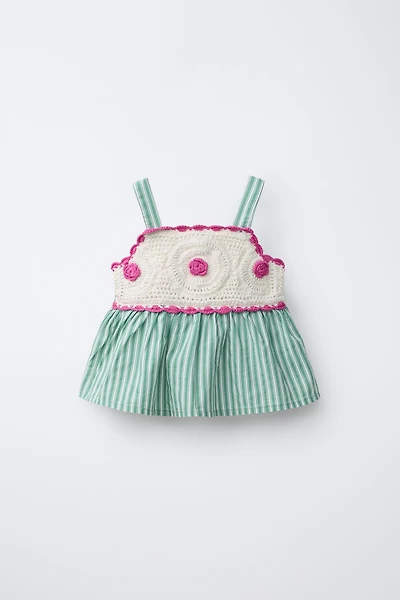 CROCHET KNIT COMBINATION TOP