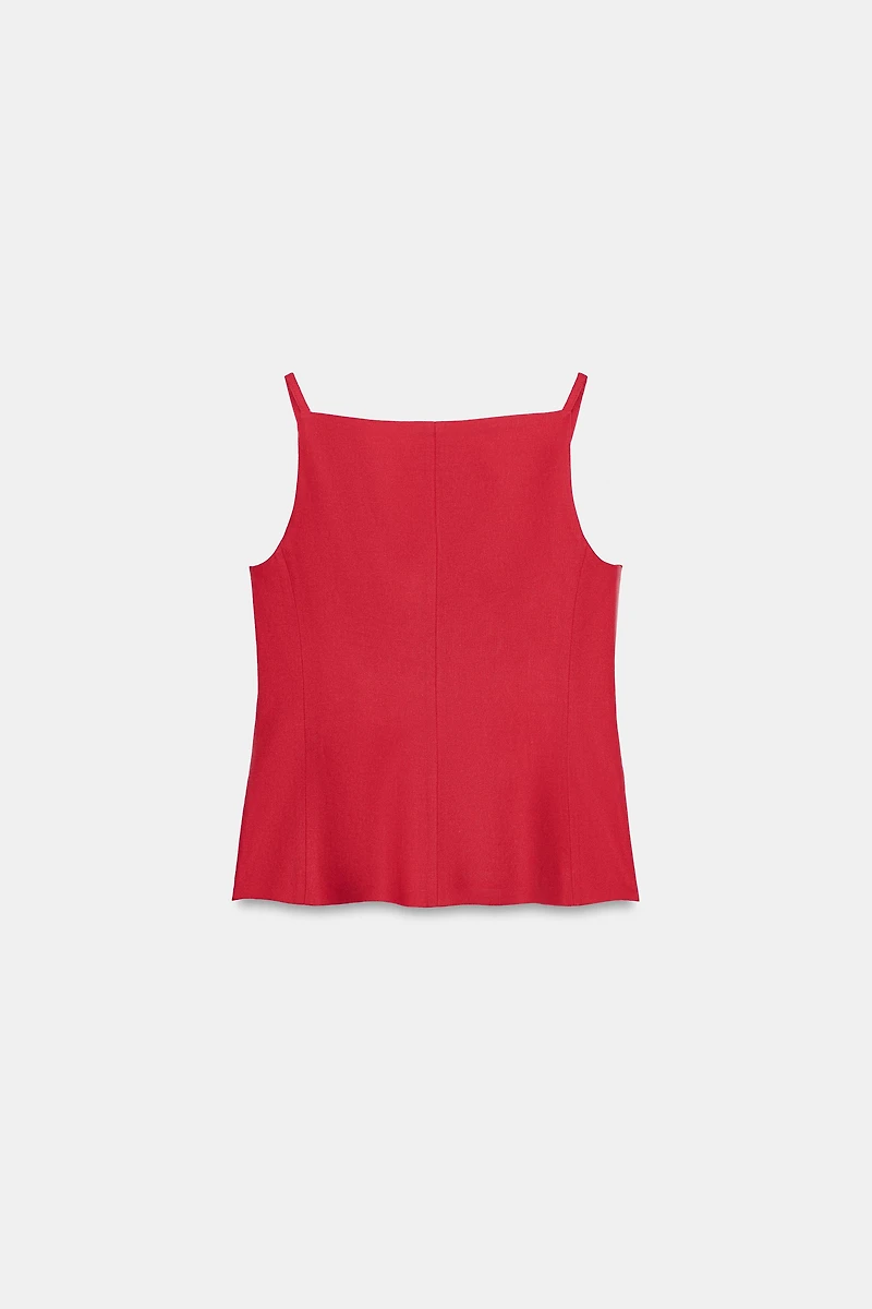 LINEN SWEETHEART NECK VEST