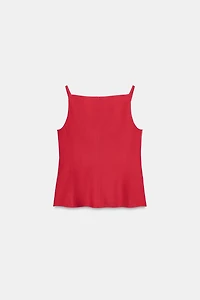 LINEN SWEETHEART NECK VEST