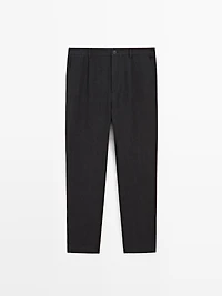 Total look linen trousers with flecked detail