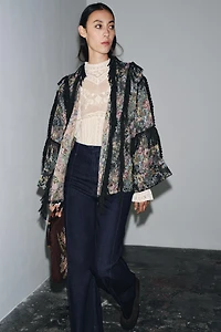 KIMONO JACQUARD FLEURS FRANGES