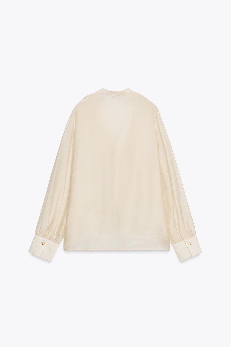 RUFFLED TIE BLOUSE
