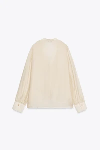 RUFFLED TIE BLOUSE