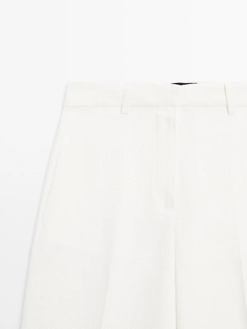 Pantalon de tailleur droit 100 % lin