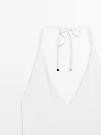 Textured V-neck swimsuit