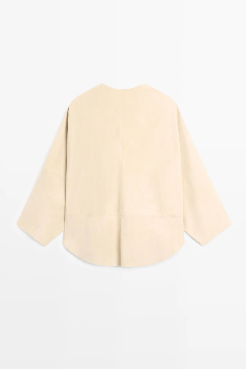 Chemise en cuir façon daim à boutons-pression