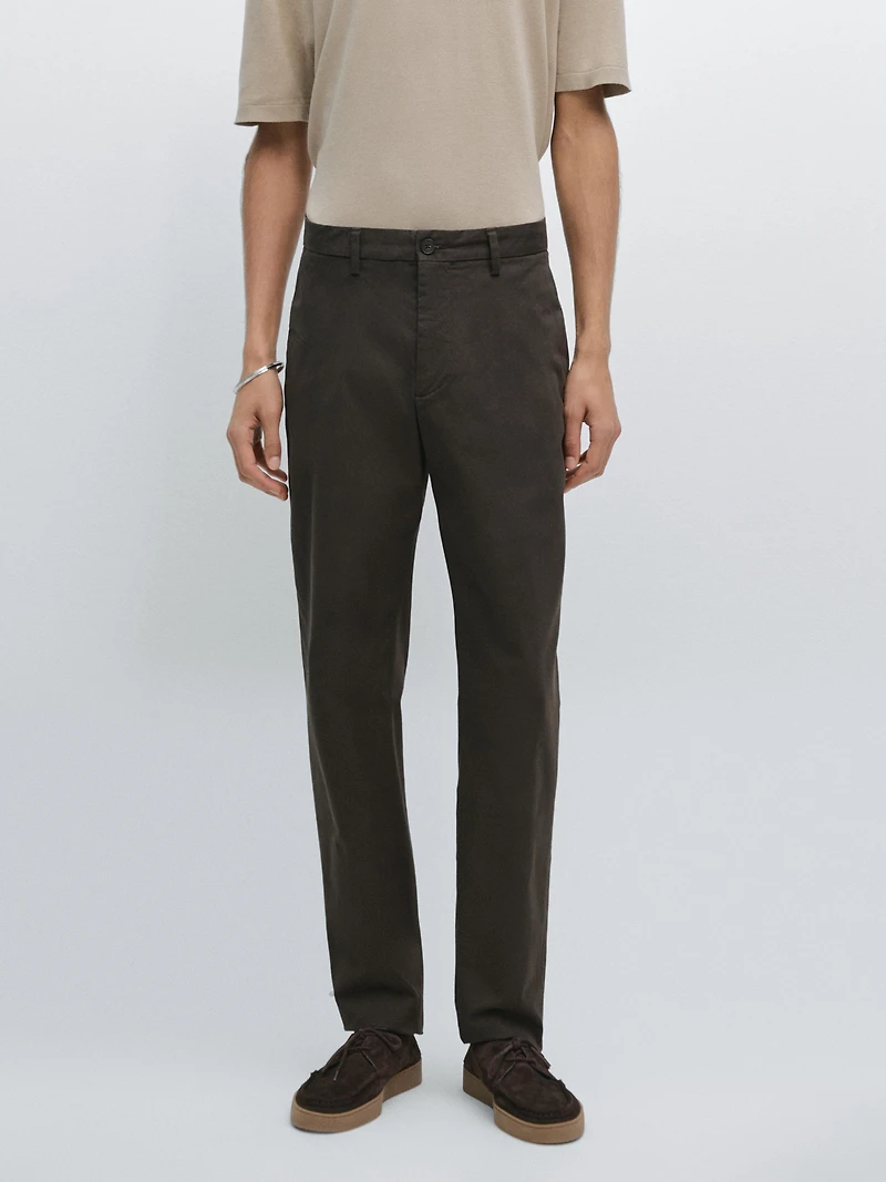 100% cotton slim fit trousers