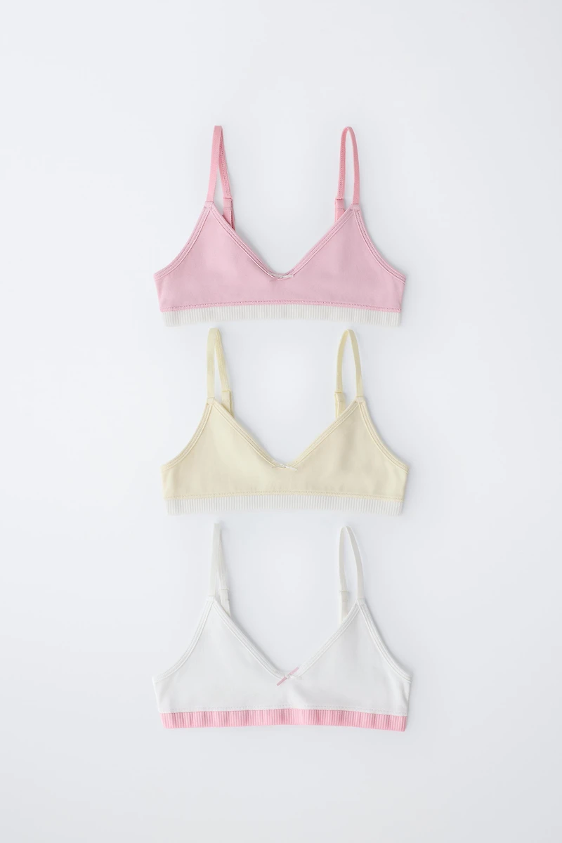 AGES 9-14/ THREE-PACK OF CONTRAST BRALETTES