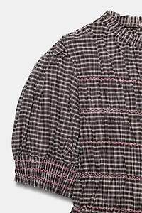 PLAID SMOCKED SHIRT